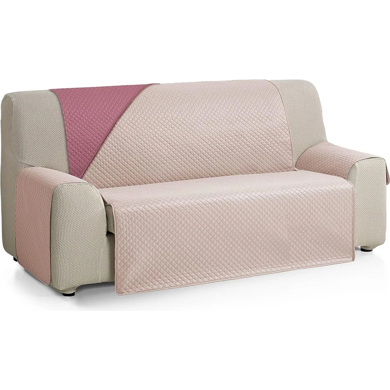 ECOMMERC3 | XL Extra Soft Touch 4 Seater Sofa Cover - Aubergine/Salmon Colour Adjustable Sofa Cover - Reversbile Sofa Cover