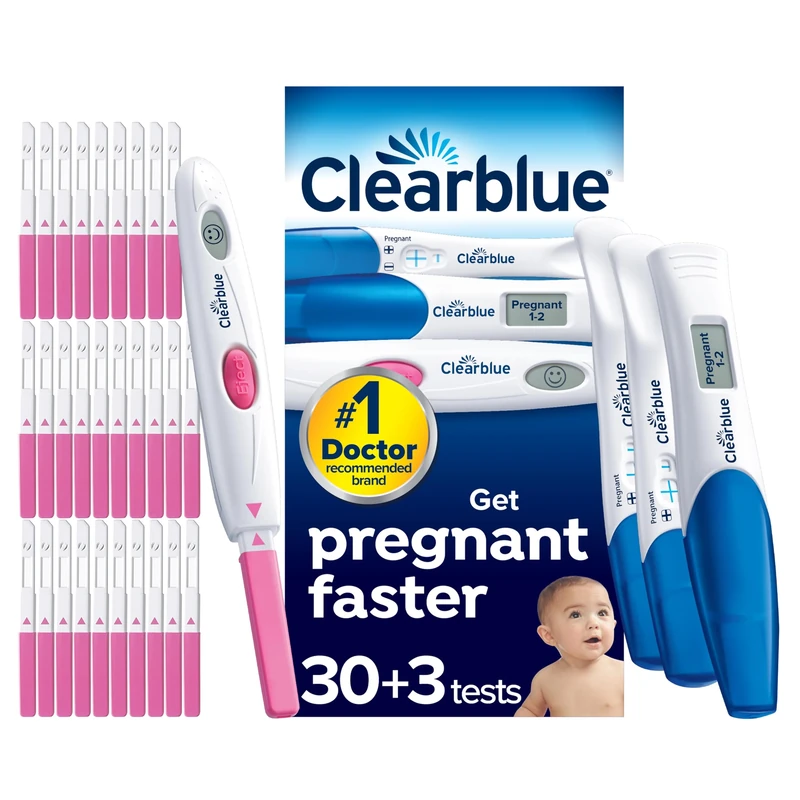 Clearblue Digital Ovulation Test and Triple-Check & Date Pregnancy Test Combo Pack - Trying for A Baby Kit, Proven to Help You Get Pregnant, 30 Digital Ovulation Tests and 3 Pregnancy Tests