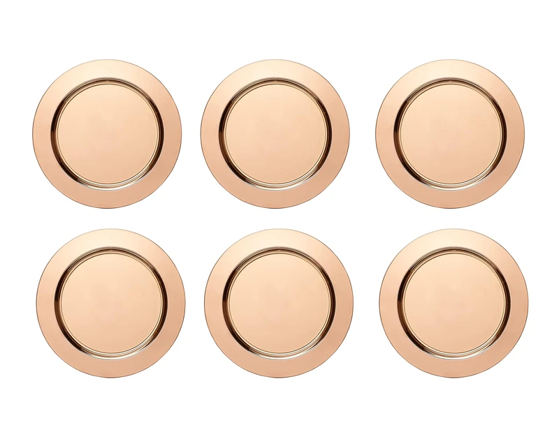 ECHTWERK Set of 6 Shiny Platters/Serving Plates Made of High-Quality Stainless Steel, Copper Edition, Diameter 33.2 cm - Image 1