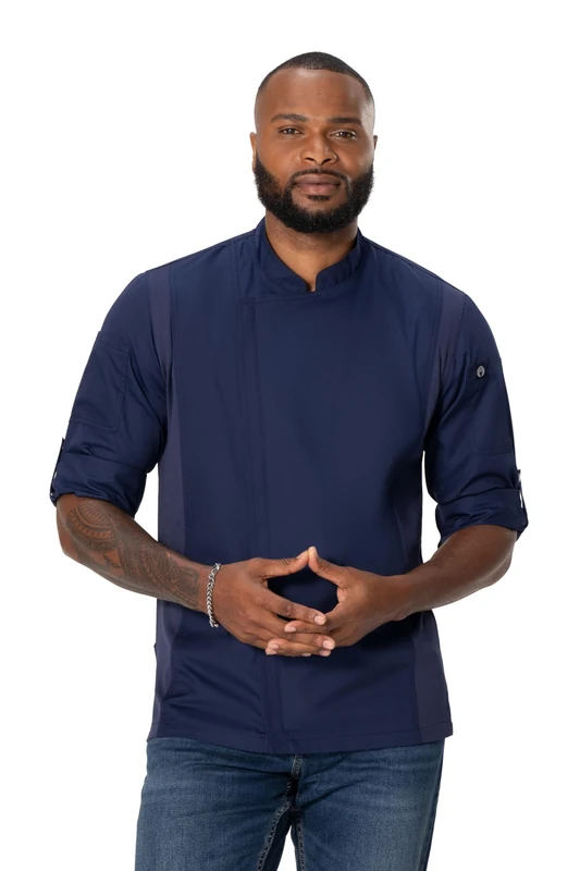 Chef Works Men's Hartford Cool Vent Chef Coat, Navy, 3XL