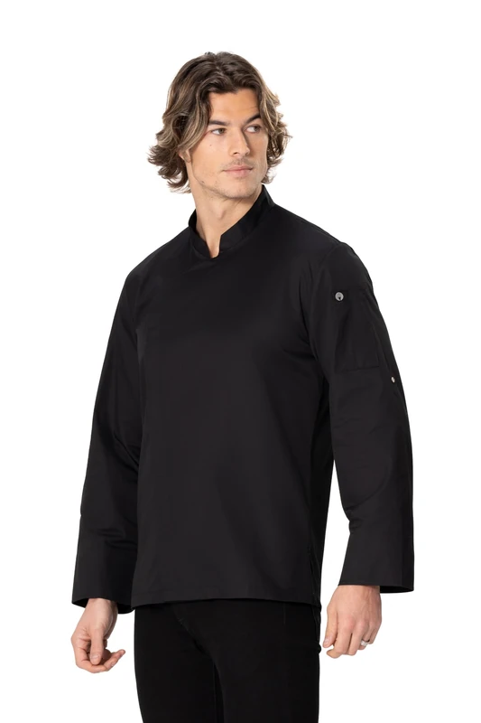 Chef Works Men's Lansing Chef Coat, Black, M