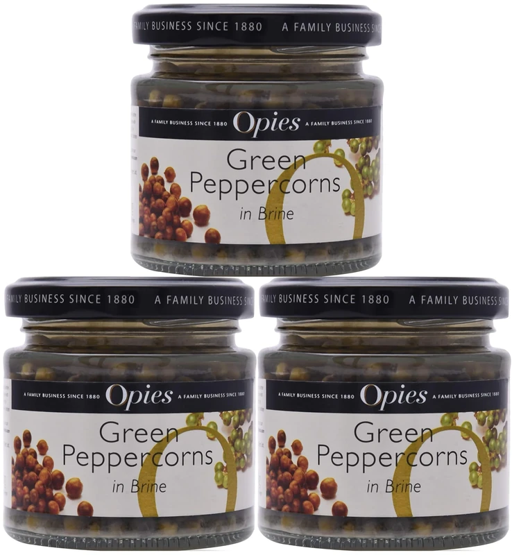 Opies Green Peppercorns in Brine 115g (Pack of 3) - Gourmet Flavour Enhancer for Culinary Creations! Premium Quality Brined Green Peppercorns