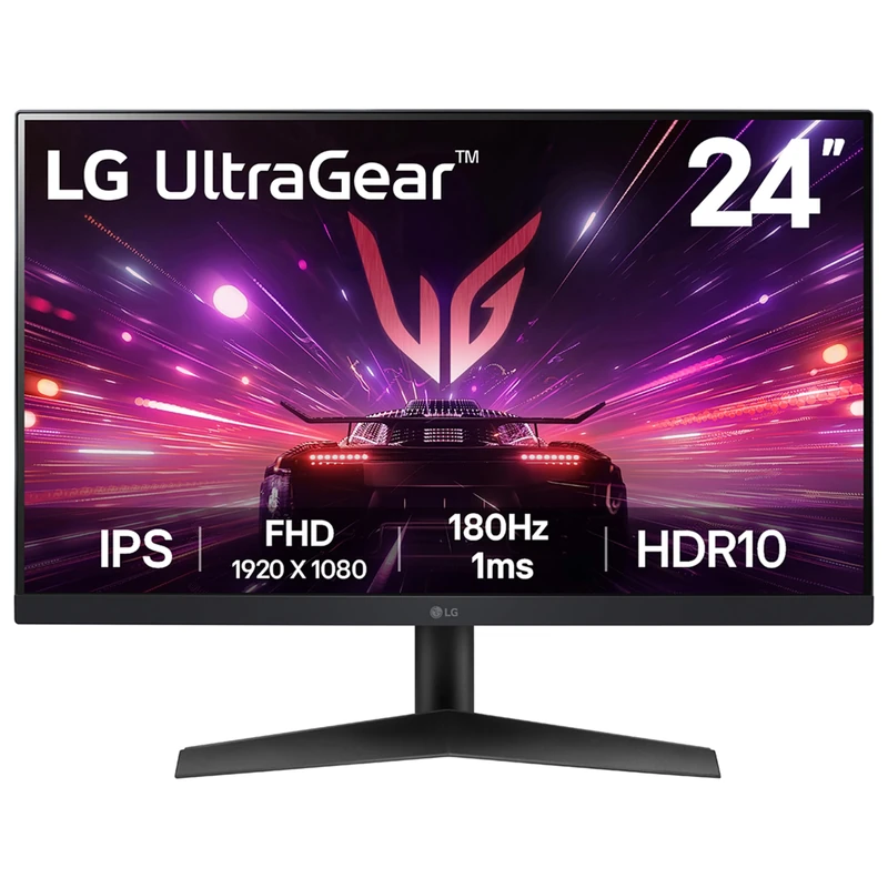 LG UltraGear Gaming Monitor 24GS60F, 24 Inch, 1080p, 180Hz, 1ms Response Time, IPS Display, HDR 10, NVIDIA G-Sync compatible & AMD FreeSync , Smart Energy Saving, Displayport, HDMI