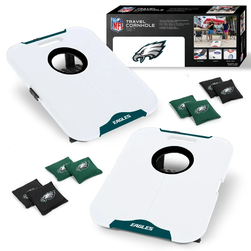 Wild Sports NFL Philadelphia Eagles Pro Football All-Weather Cornhole Set - Travel Bean Bag Toss Set Includes 8 Bean Bags