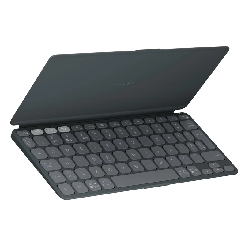 Logitech Keys-To-Go 2 Portable Bluetooth Keyboard for Tablet With Built-in Cover, Slim and Compact Wireless Keyboard, Windows, Android, Linux, iPad, iPhone, Mac, Apple TV, QWERTY UK Layout - Graphite