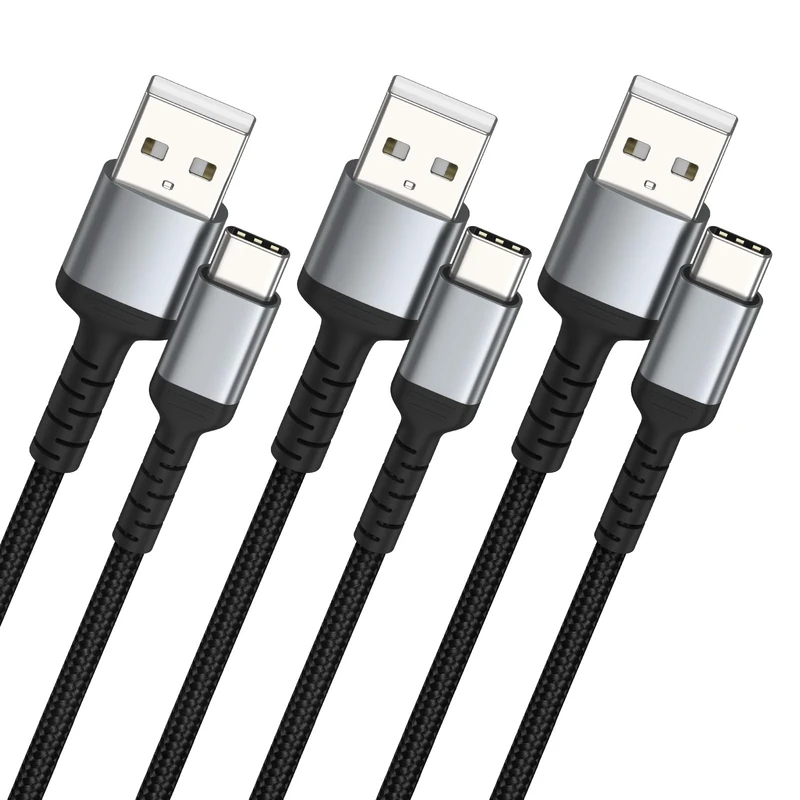 ULIFTUS USB C Charger Cable [1M 3Pack], Braided Type C 3A Fast Charging Cord USB A to USB C Lead for Samsung Galaxy S23 S22 S21 S20 S10 S9 S8 Plus Note 10 9 8, Huawei, Pixel, Xiaomi, Sony