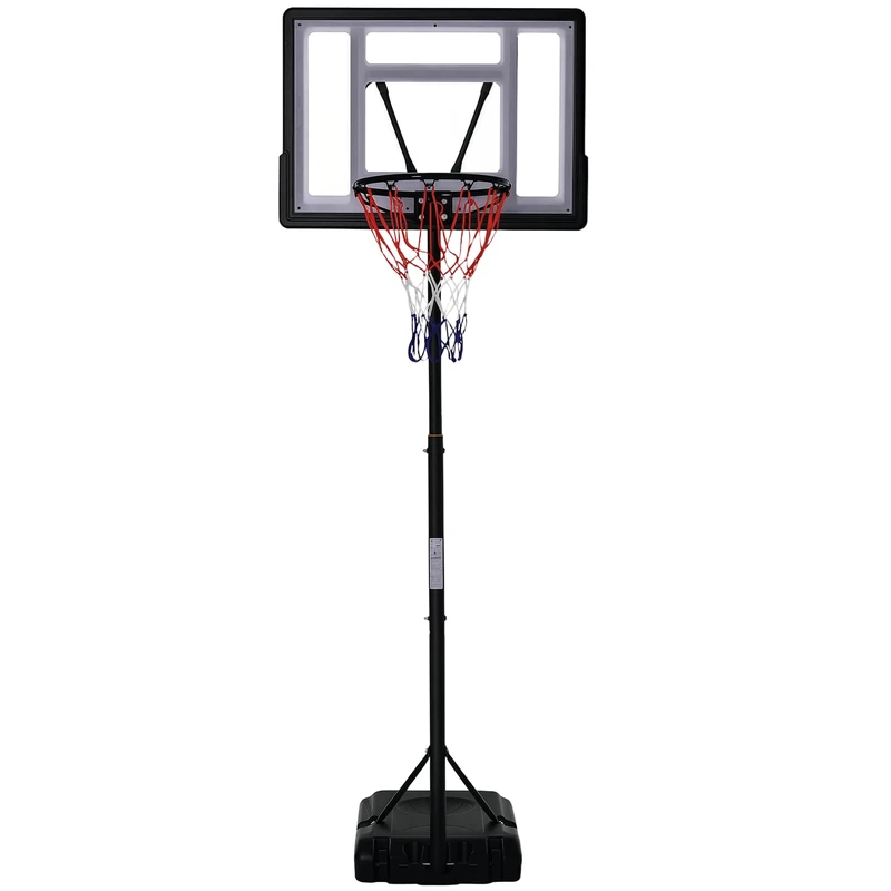 HOMCOM 5-7FT Height Adjustable Basketball Hoop and Stand, Freestanding Portable Basketball Hoop System with Fillable Base, Wheels, for Teens, Juniors, Adults, 1.55-2.1m