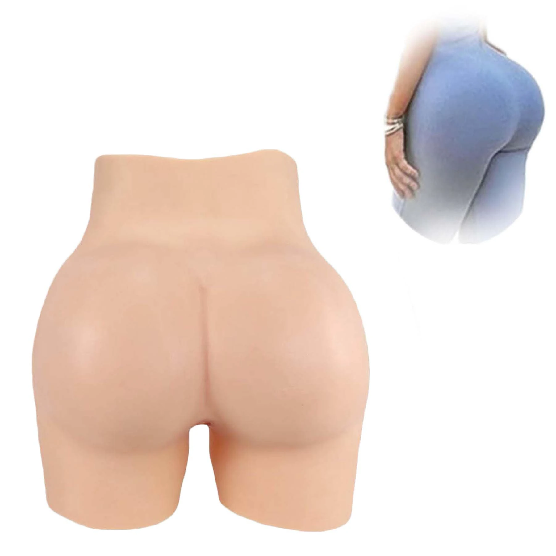 Tex-Eorey Silicone Fake Vagina Pants Fake Pussy Panties Pluggable Butt Control Hip Enhancer for Crossdressing,Wheat(Upgrades),One Size