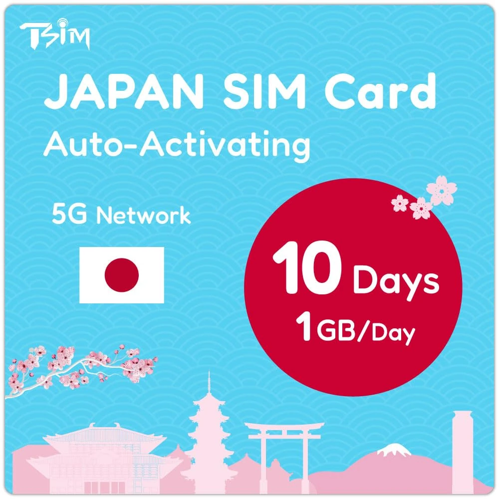 Japan SIM Card 10 Days 1GB/day | Auto Activating | 5G Network With Tethering/HotSpot/Internet Sharing | Data Only No Voice