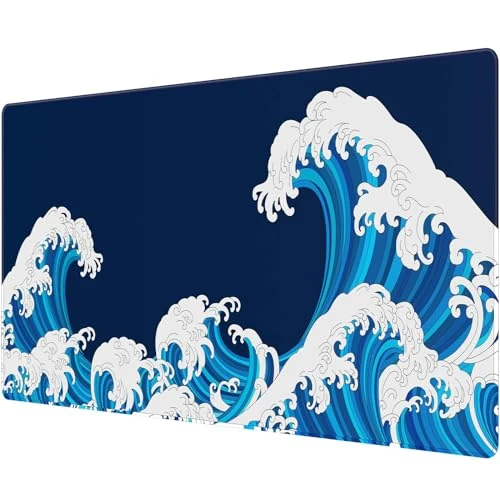 Anpollo XXL Gaming Mouse Mat, Large Mouse Mat with Waterproof and Non-Slip Rubber for PC, MacBook, Study, Laptop, Gaming Computer, Home, Blue and White