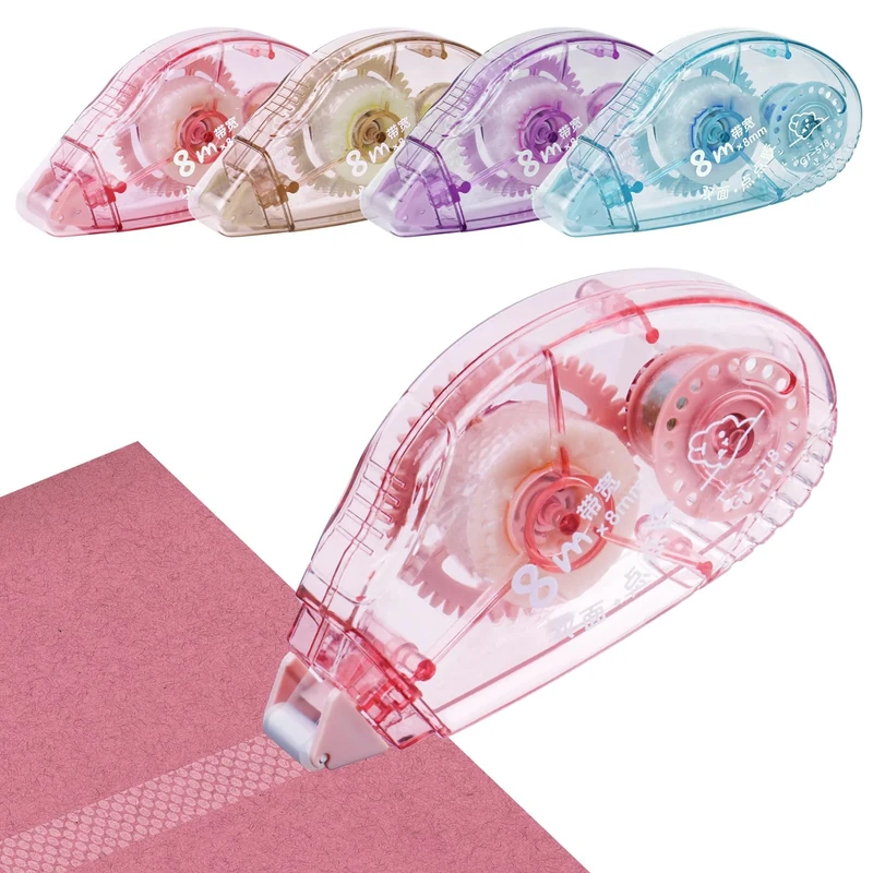 CHGANG Glue Roller Tape, 4 Pack Double Side Tape Dispenser, 8mx8mm Adhesive Glue Roller Tape for Crafting, Cards, Photo, Journal, Scrapbooking Supplies