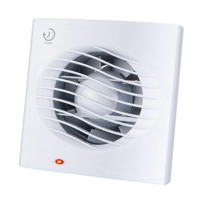 Anesty 4” Bathroom Extractor Fan with Timer, 12W 130m³/h Silent Exhaust Fan 100mm with Check Valve - Bathroom Kitchen Toilet Window/Wall Mounting