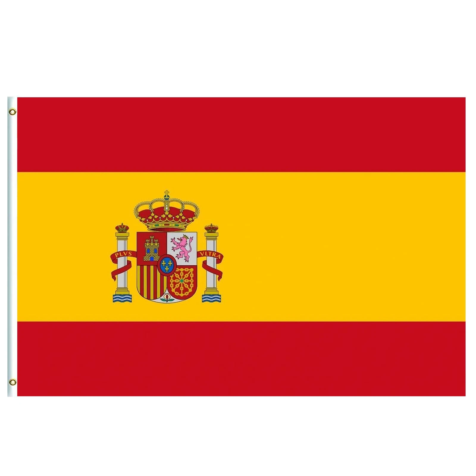 Large Spain National Flag 5ft x 3ft with Eyelets for Indoor/Outdoor Use, Perfect for Sports Events, Parties & Decorations