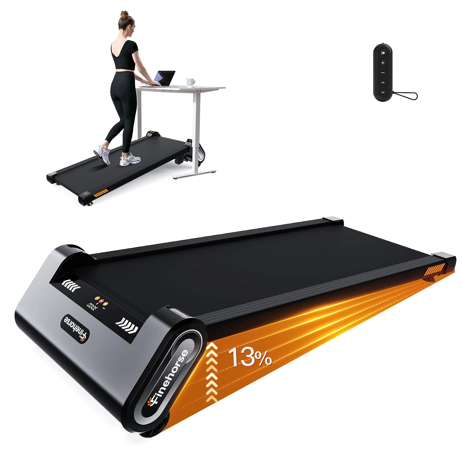 FINEHORSE Walking Pad Treadmill with Auto Incline, 6 in 1 Under Desk Treadmill, 6-Level Incline Treadmills, 2.5HP Portable Treadmills for Home with 330LBS Capacity, LED Display, Remote Control