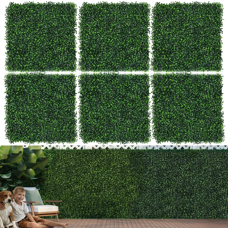 Moeput 12PCS Grass Wall Panels 10"x10" Artificial Grass Wall Panels Greenery Backdrop Decor Boxwood Hedge Panels, Grass Wall Backdrop Panels for Party Wedding Indoor Backyard Christmas Decoration