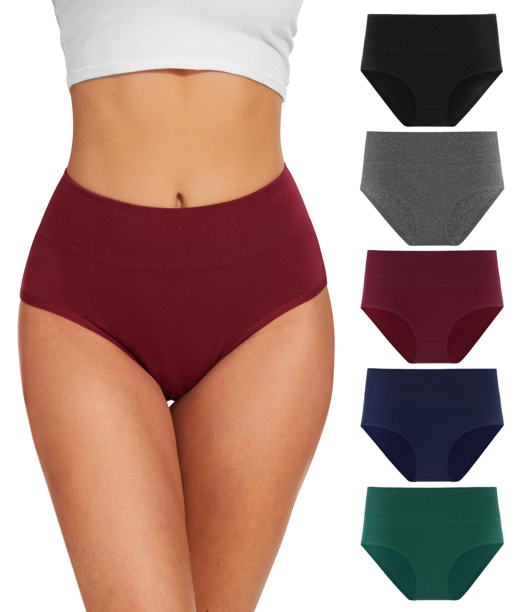 YESWEL Women's Knickers Multipack Cotton High Waist Ladies Underwear Full Coverage Breathable Briefs, Soft Stretchy Panties Underpants (Multicolor 02, L,14)