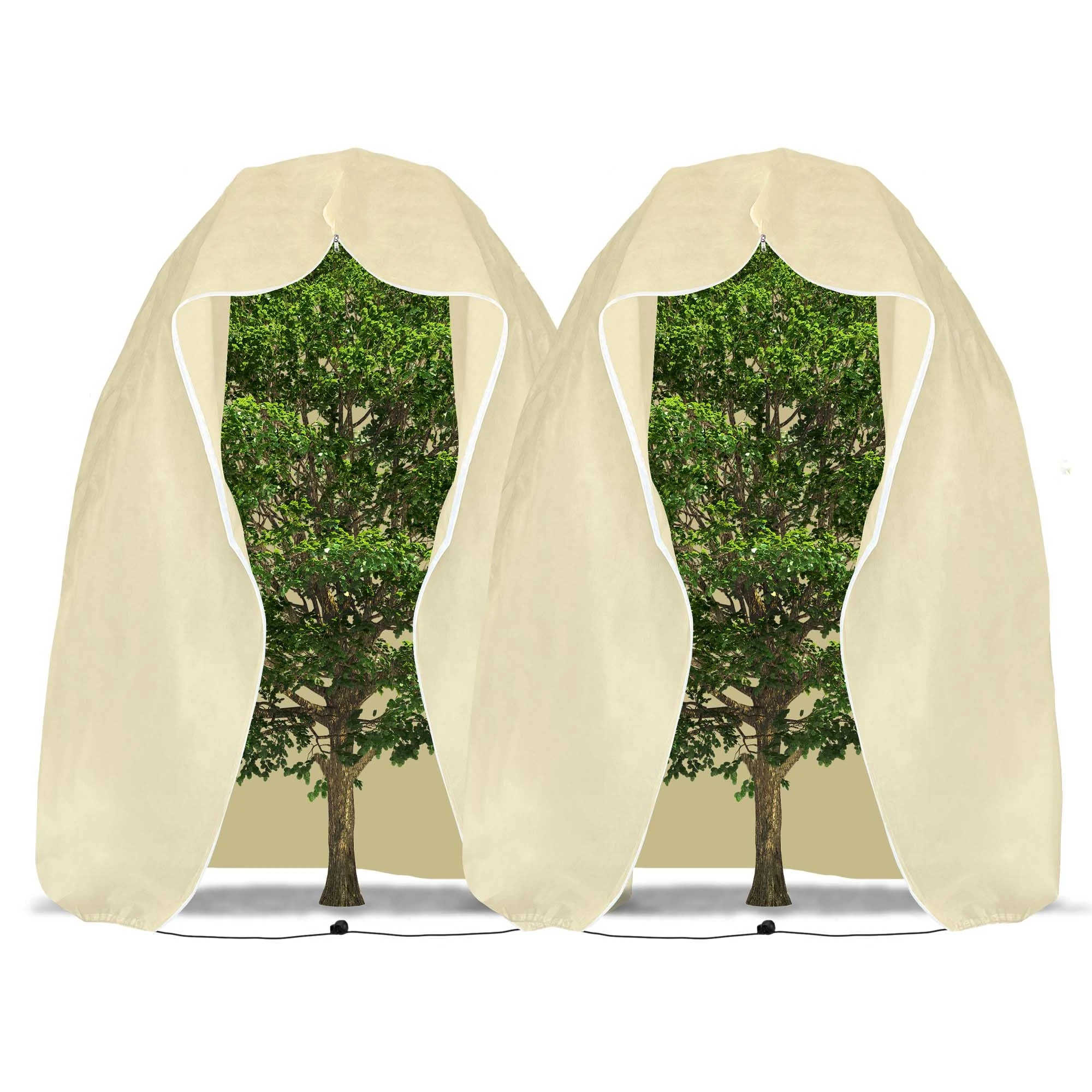 2Packs Large Winter Plant Frost Protection Covers-2x2.4M Garden Fleece Frost Protection for Plants with Zipper Drawstring, Rip Resistant Garden Plant Warming Fleece Jacket