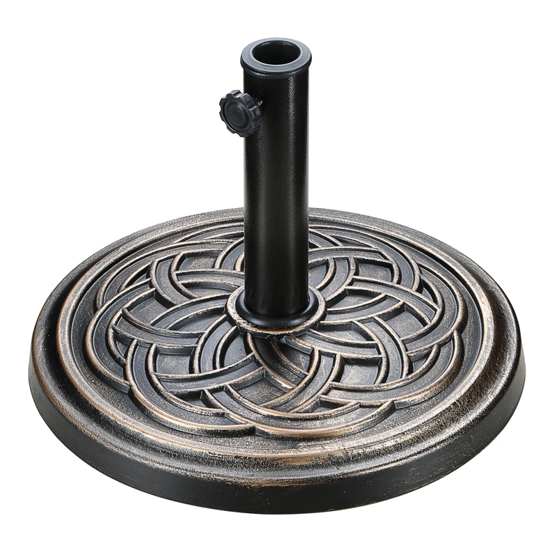 YSSOA 24.2lbs Heavy Duty Outdoor Base 17.72" Round Market Umbrellas Stand for Patio, Garden, Lawn, Bronze