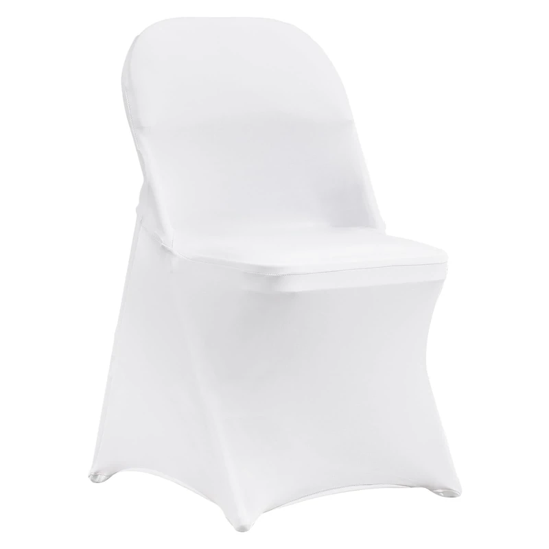 VEVOR Stretch Spandex Folding Chair Covers, Universal Fitted Chair Cover, Removable Washable Protective Slipcovers, for Wedding, Holiday, Banquet, Party, Celebration, Dining (50PCS White)