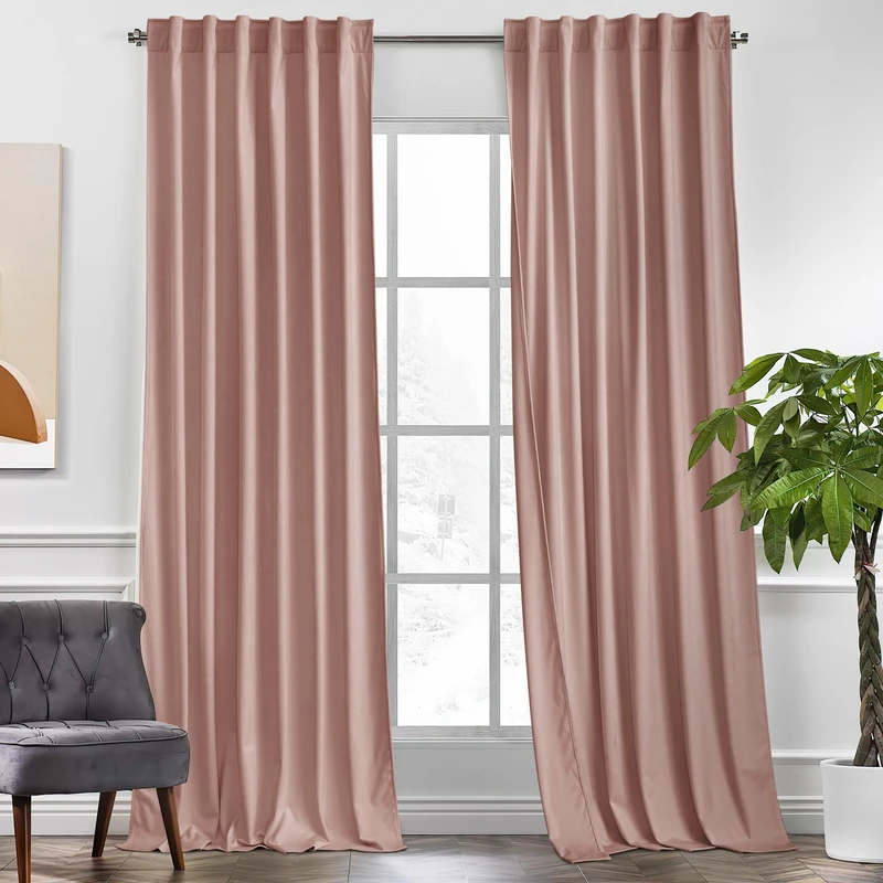 KGORGE Velvet Curtains Pink Blackout 90 inches 2 Panels for Bedroom