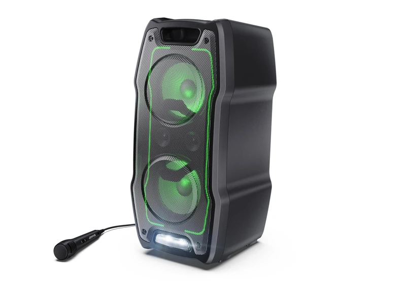 Sharp PS-931 XParty SING Speaker Bluetooth Party Speaker – Powerful Sound, LED Lights & 13-Hour Battery, Built in Rechargeable Waterproof & Portable 3.5mm Aux-in and USB MP3 playback