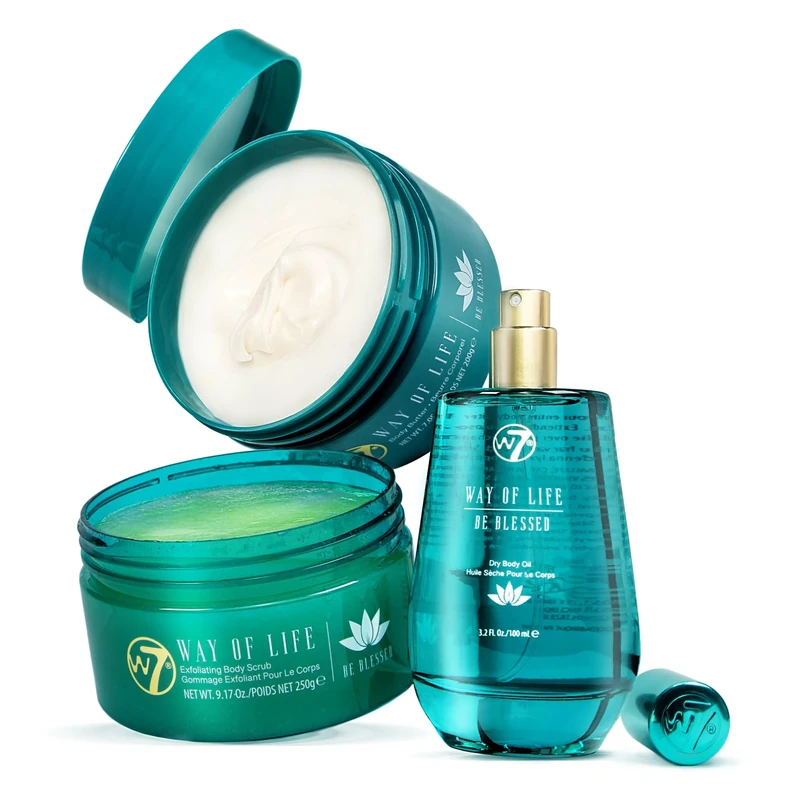 W7 Way of Life Body Care Set | Exfoliating Scrub, Hydrating Body Oil & Nourishing Body Butter | Luxury Skincare for Glowing Skin | Full Size, Long Lasting Products to Use at Home