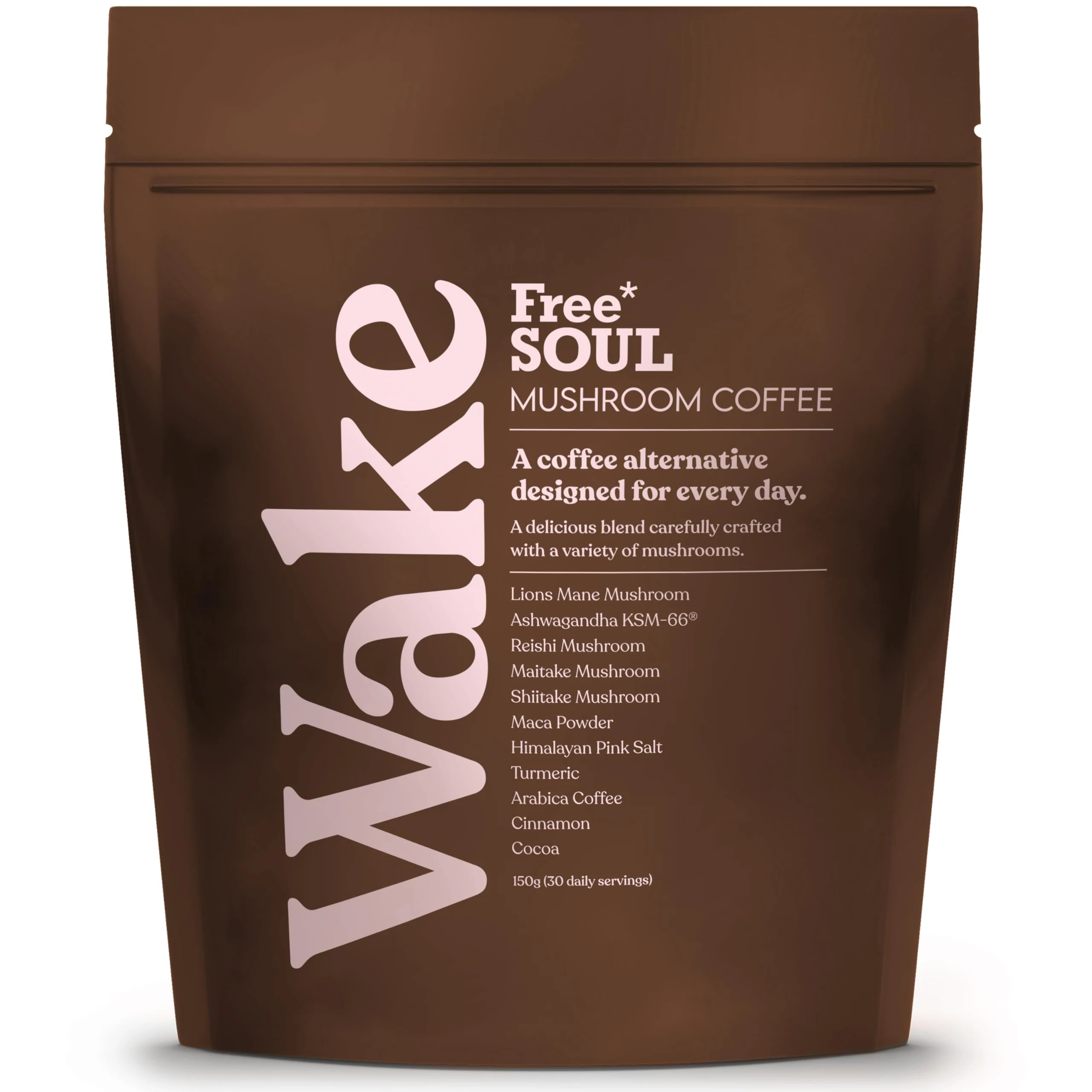Free Soul Wake | Mushroom Coffee with Lion’s Mane & KSM-66 Ashwagandha | Advanced Functional Blend with Superfoods & Ayurvedic Herbs | 30 Servings