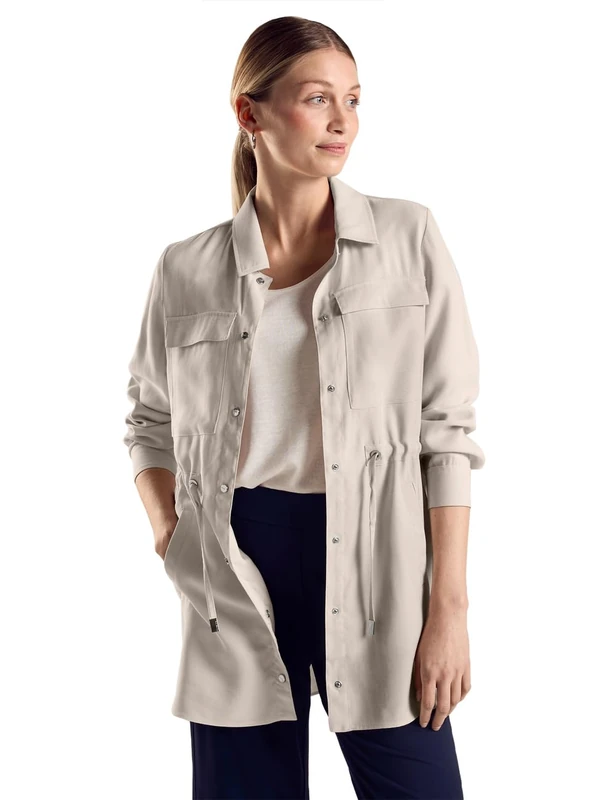 Street One Women's A212212 Blouse Jacket with Drawstring, Smooth Sand Beige, One Size