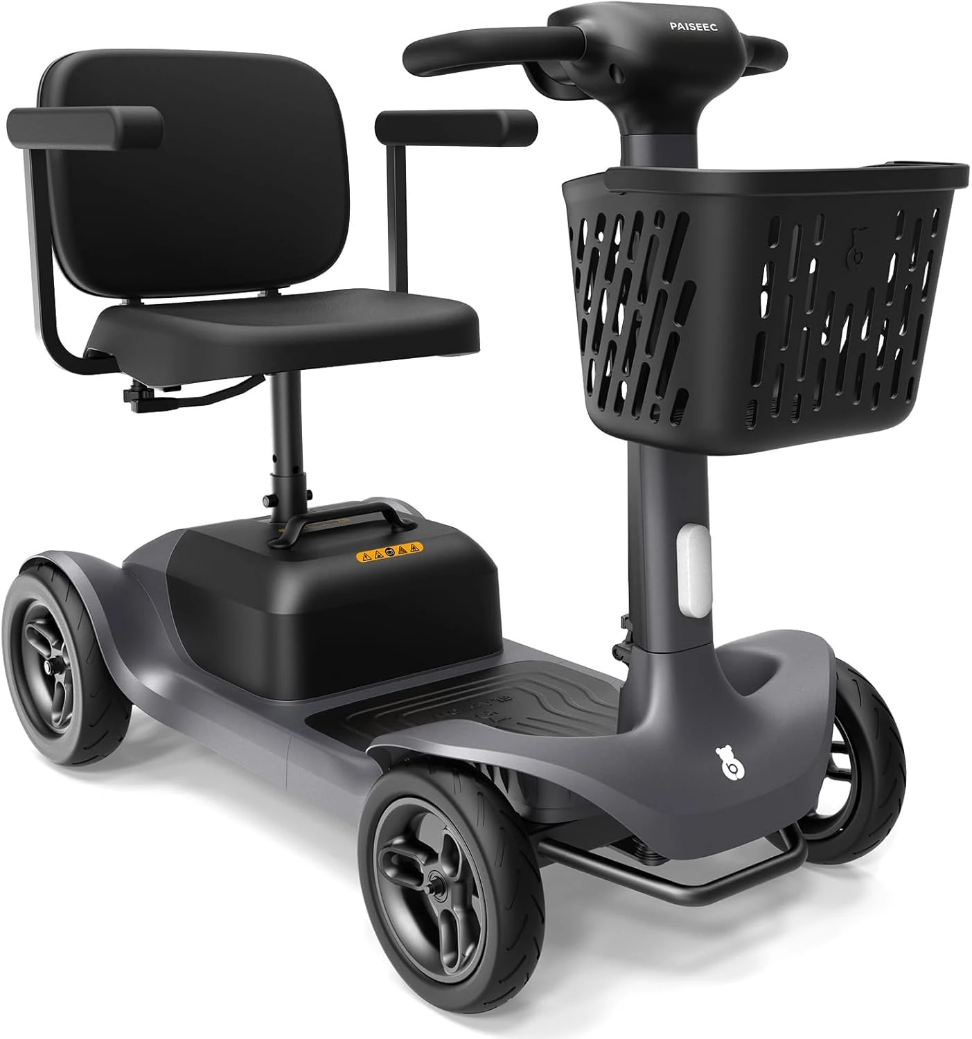 PAISEEC S1 Mobility Scooter for Adults, 4-Wheel Mobility Scooter 25 Miles 6 MPH 265 lbs, All Terrain Scooter with PAi Safety System, Good Legroom, Rotating Seat, Headlight, Basket, Charger Included
