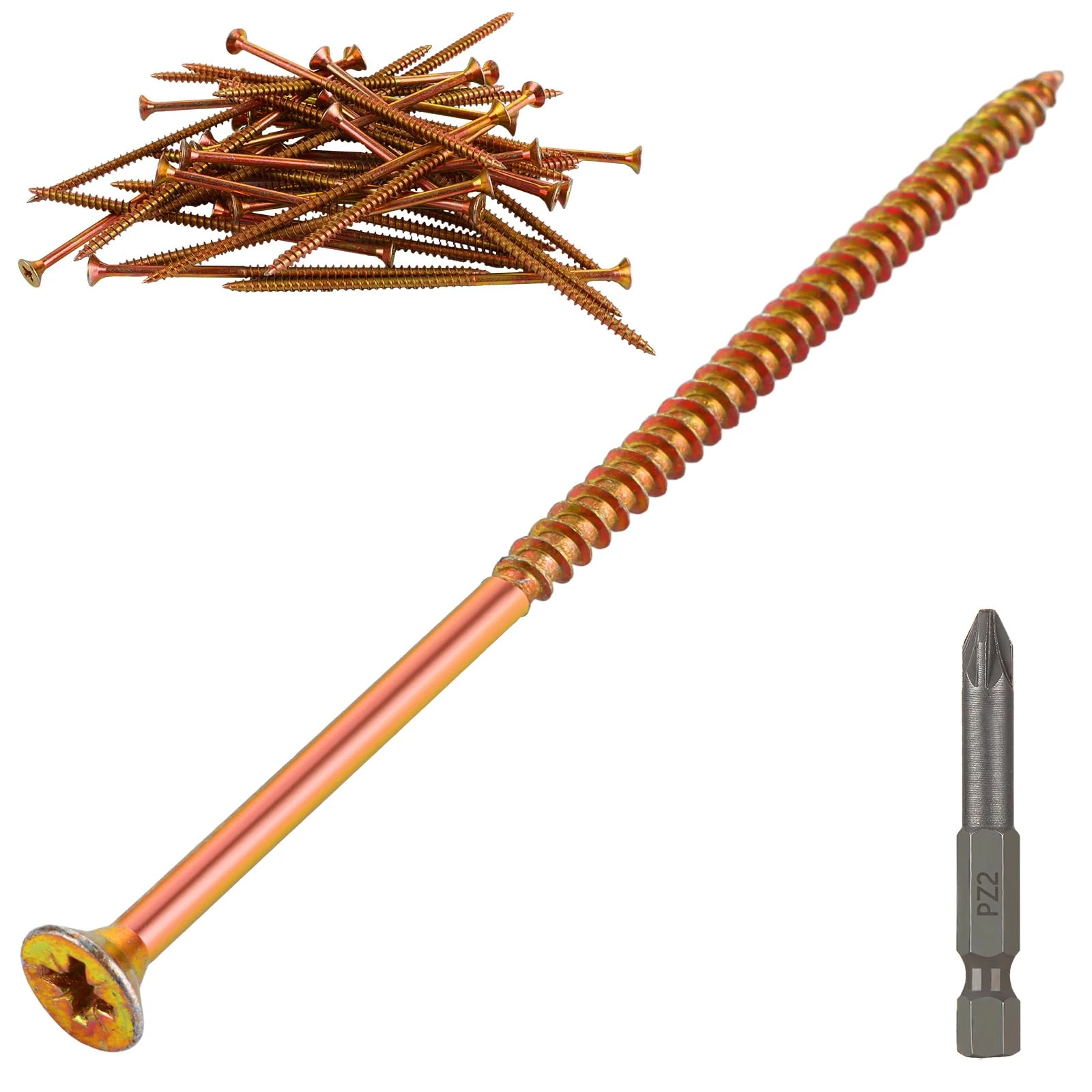 ASelected 100Pcs(1Kg) Wood Screws M5 (5Mm X 120Mm) Gold For Wood Chipboard,Home Diy Constructing Repair