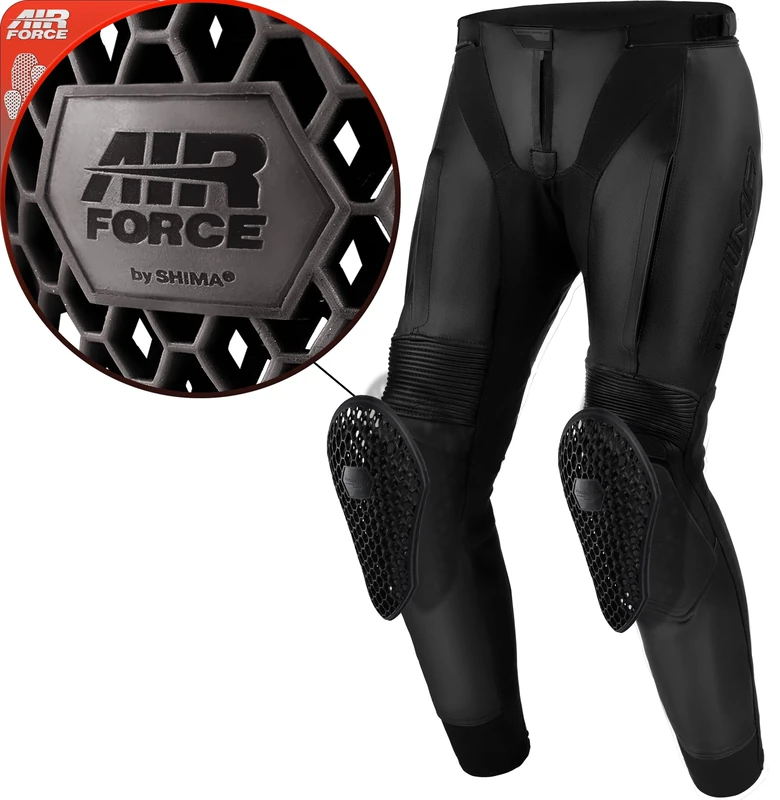 SHIMA BANDIT Motorcycle Trousers for Men AIRFORCE Knee Protectors Motorbike Mens Leather Armoured Motorbike Suit Lightweight Protective Ventilated Stretch Reinforced Armored Bike (Mens, Black, 48)