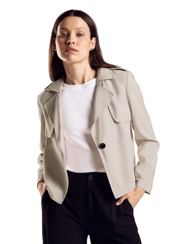 Street One Women's A212210 Short Trench Coat, Smooth Sand Beige, One Size
