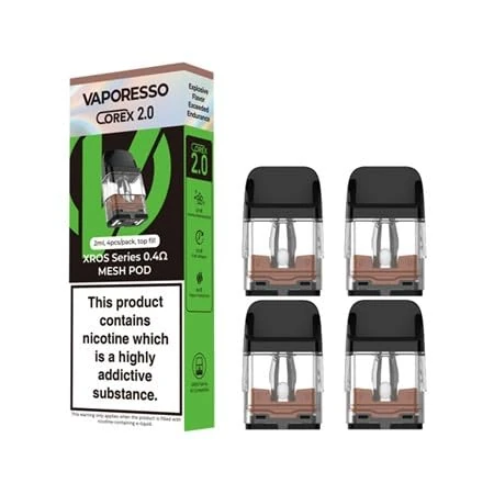 Vaporesso Xros Corex Pods (0.4) - 4 Pack Available in 0.4,0.6,0.8,1.0,1.2Ω Compatible With Vaporesso Xros Range Only - No Nicotine (0.4ohm)
