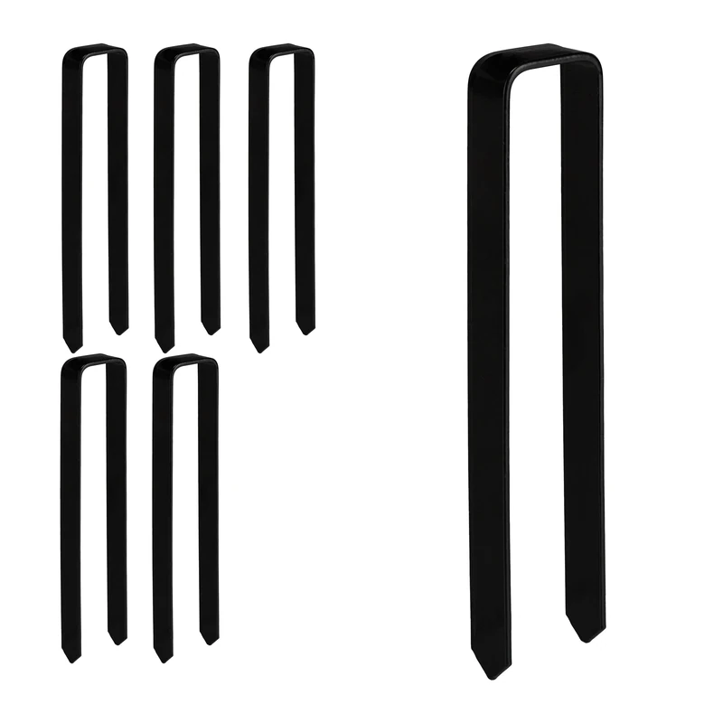 Relaxdays Ground Anchor, Set of 6, Rose Arch Attachment, HxWxD: 30 x 6 x 2.5 cm, U-Shape, Sturdy Steel, Black