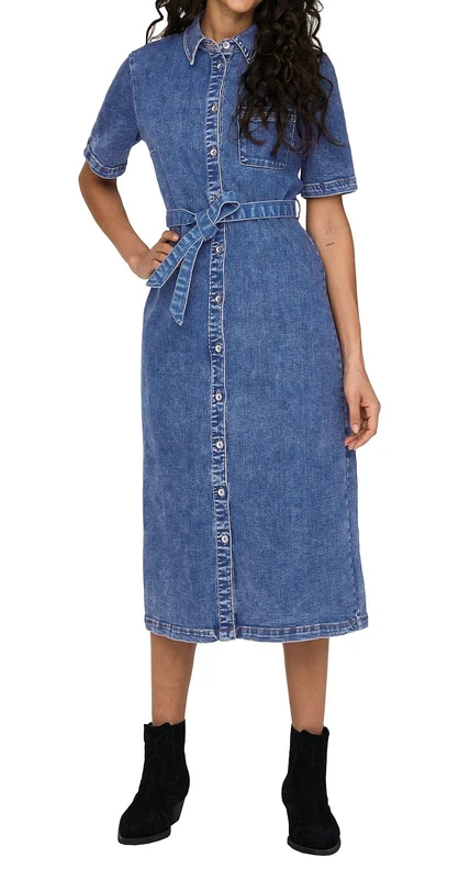Onllana Ss Long Dress DNM Rea258 Noos, Medium Blue (Medium Blue Denim), XXS