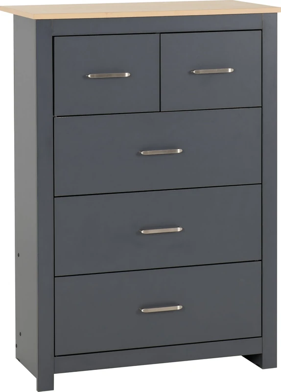 Seconique Portland 3+2 Drawer Chest in Grey/Oak Effect