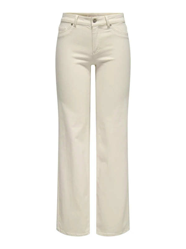 ONLY Onlblush Mid Straight DNM Dot Noos, Ecru, XS / 32L