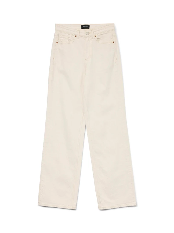 VERO MODA Vmtessa Hr Wide Jeans Ecru Ga, Ecru, 26W x 30L