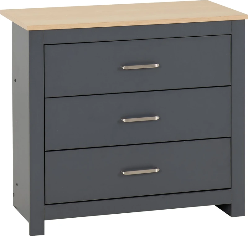 Seconique Portland 3 Drawer Chest in Grey/Oak Effect