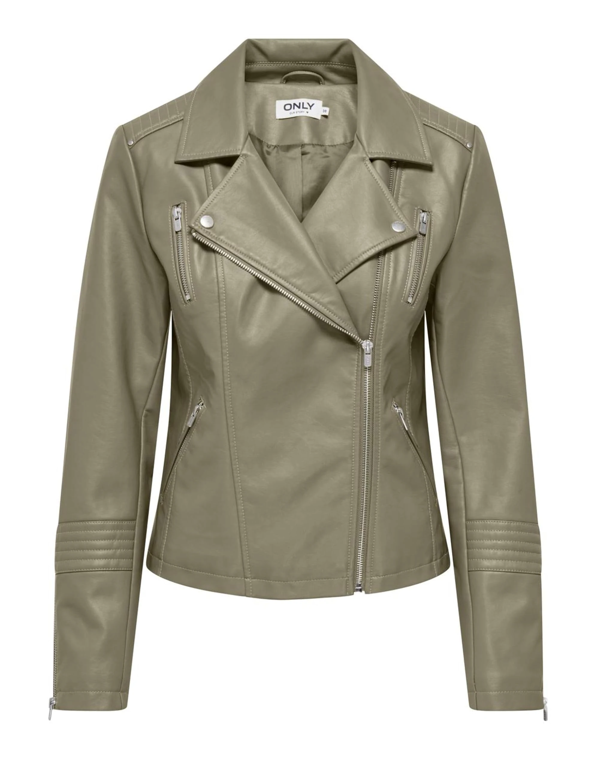 ONLY Women's Onlgemma Faux Leather Biker OTW Noos Jacket, Mermaid, numeric_38