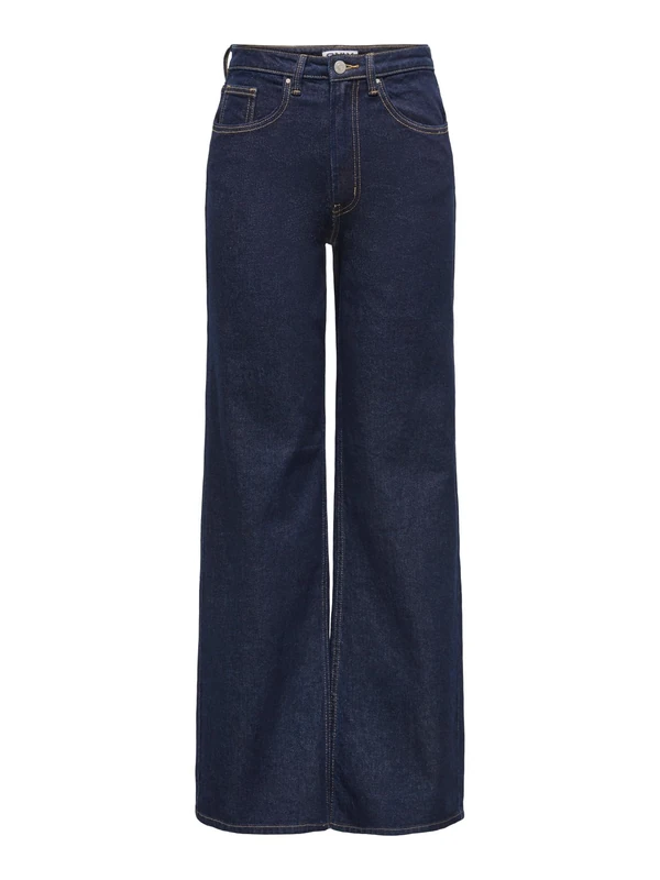ONLY Womens Onljuicy Hw Rinse DNM Mas763 Noos Wide Fit Jeans, Dark Denim Blue, 25W / 30L UK