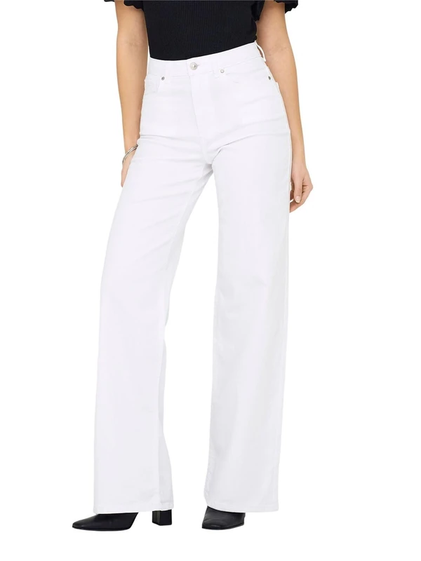 ONLY Women's Onlmadison Blush Hw Wide DNM Cro Noos, White, M / 32L