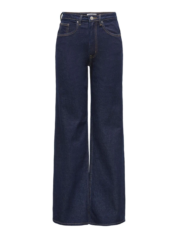 ONLY Womens Female Mit Weitem Bein Onljuicy Hohe Taille Beinschnitt Wide Fit Jeans, Dark Denim Blue, 31W / 32L UK