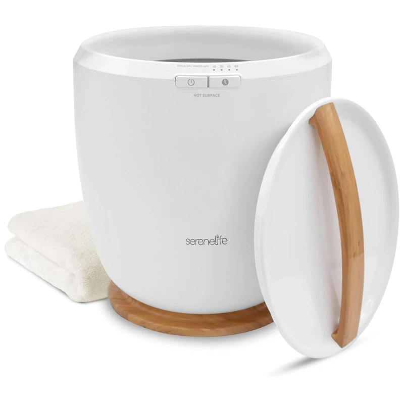 SereneLife Towel Warmer Bucket – Luxury Electric Towel Heater with Auto Shut-Off & Aromatherapy, Fits Large Bath Towel, Blanket, Robe or Pyjamas – Spa & Bathroom Use (Honey)