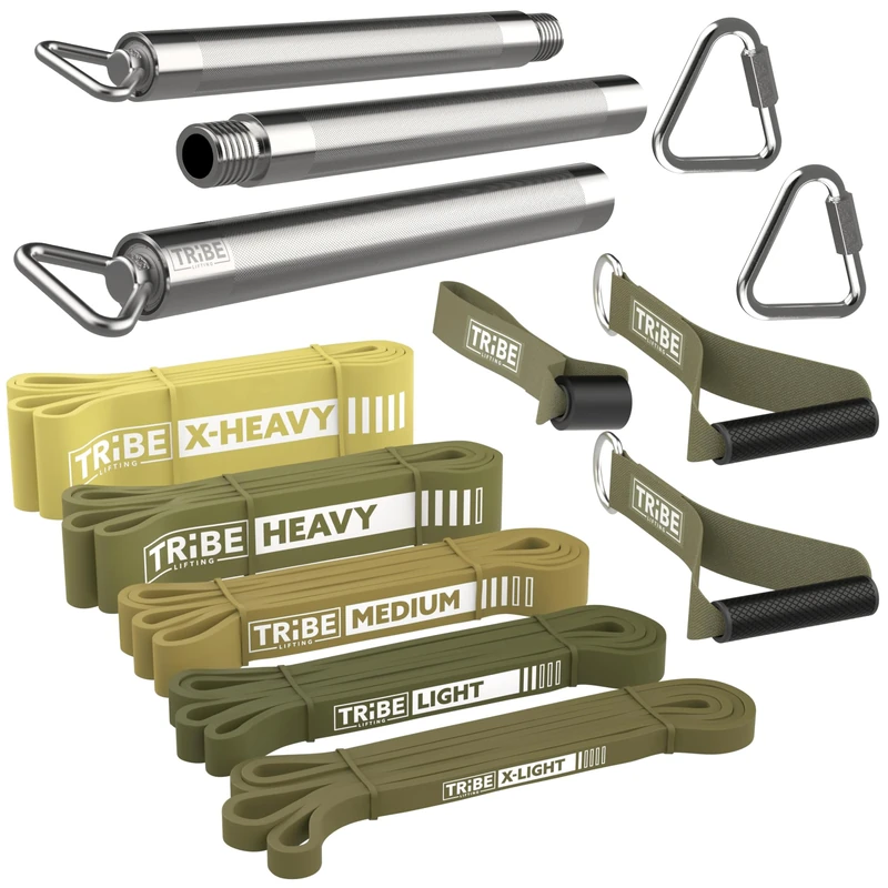 Long Resistance Bands for Working Out - Pull Up Assistance Bands Resistance Bands with Handles, By Anchor - Stretch Bands for Exercise Bands Resistance Bands Set (Green Set with Bar)