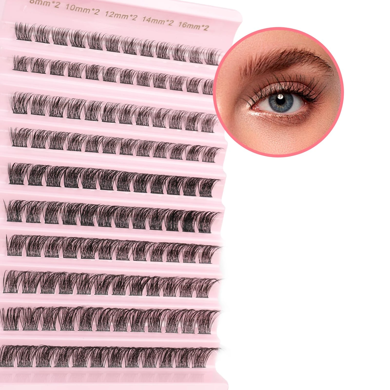 AIZUIWIY Individual Eyelashes D Curl Cluster Lashes Natural Fluffy Wispy False Eyelashes Mix 8-16mm Faux Mink Cluster Lash Extension DIY at Home Fake Eyelashes Clusters