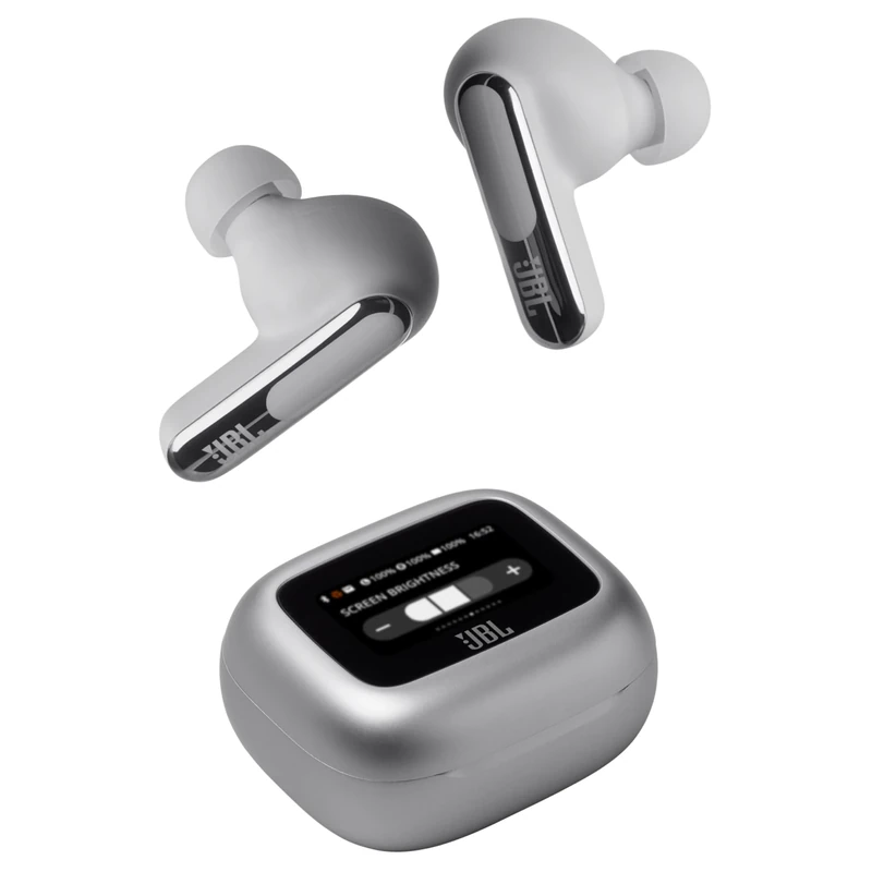 JBL Live Beam 3, Wireless Earbud Headphones with Bluetooth, 48h Battery Life, True Adaptive Noise Cancelling and High-Resolution JBL Signature Sound, IP55 Waterproof, Closed-Back Stick Design, Silver