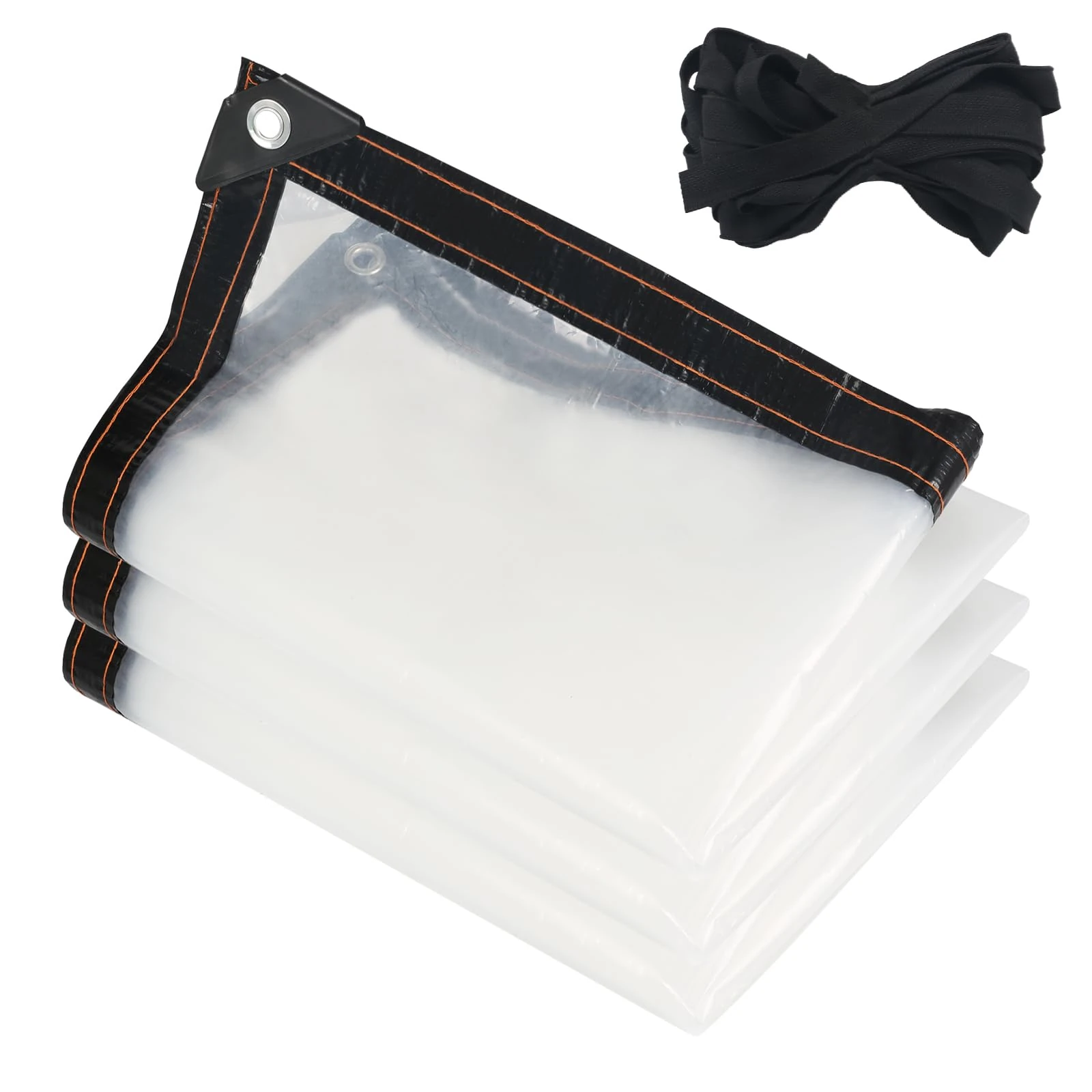 KJLEEN 3M x 4M Clear Tarpaulin Waterproof Heavy Duty Transparent Tarpaulin Large Clear Tarp with Eyelets and Rope Plastic Cover for Gazebo Greenhouse 4x3 Chicken Coop Cover Rabbit Hutch Cover