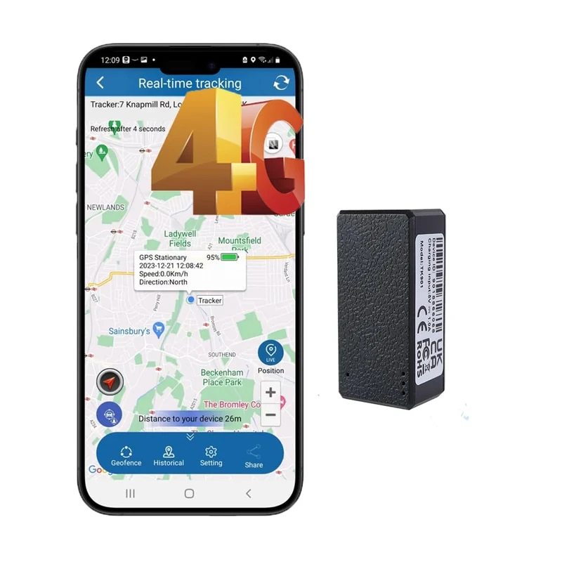 Smallest GPS Tracker No Subscription Winnes TK901-4G Mini Magnetic Real-time Tracking Device for Child Elderly Bike Car Portable Car Vehicle GPS Device with APP Small Size Long Battery Life