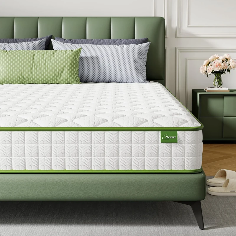 Maxzzz 4FT Double Mattress, Polyester, Green, 135×190×14cm